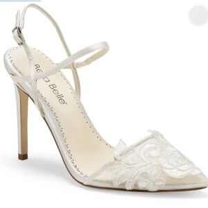 Anthropologie x Bella Belle Sylvia Flower Embroidered Lace Heels Size 9 NEW READ